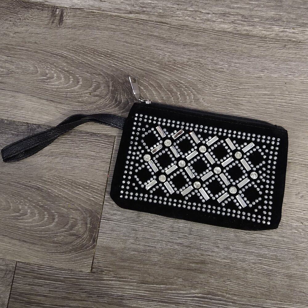 Jeweled Black Wristlet Pouch